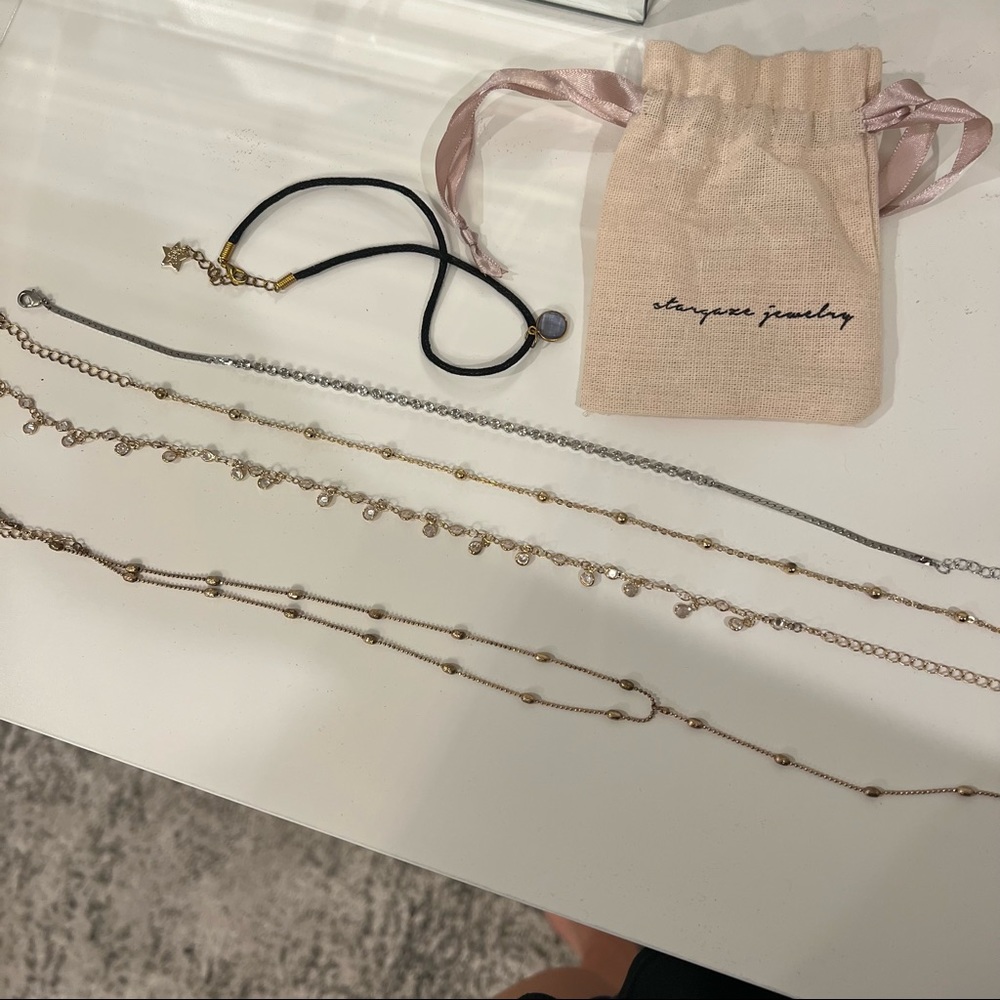 STARGAZE JEWELRY BUNDLE 5 Necklaces Choker Lariat Drop Crystal Gold Silver